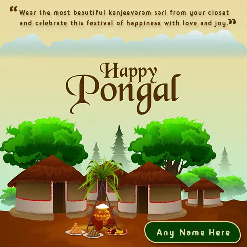 Happy pongal wishes card with name edit