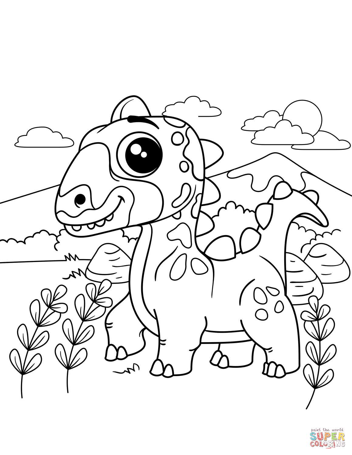 Cute dinosaur coloring page free printable coloring pages
