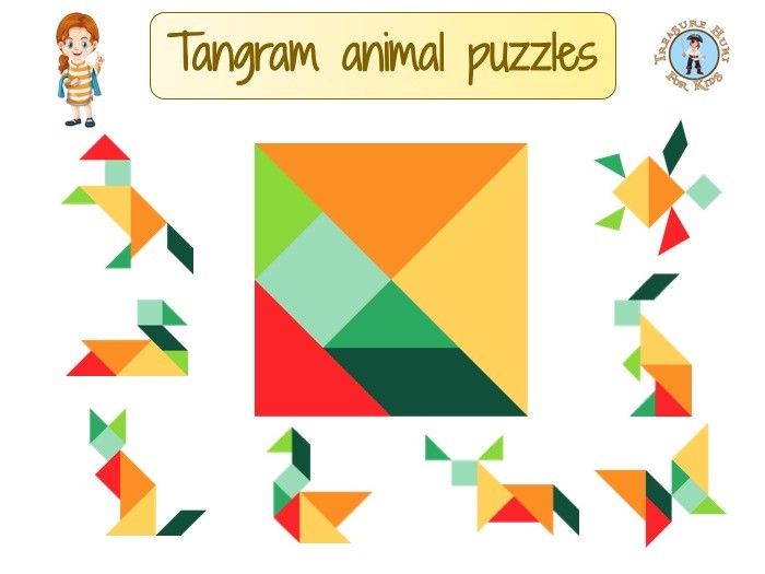 Tangram animal puzzles