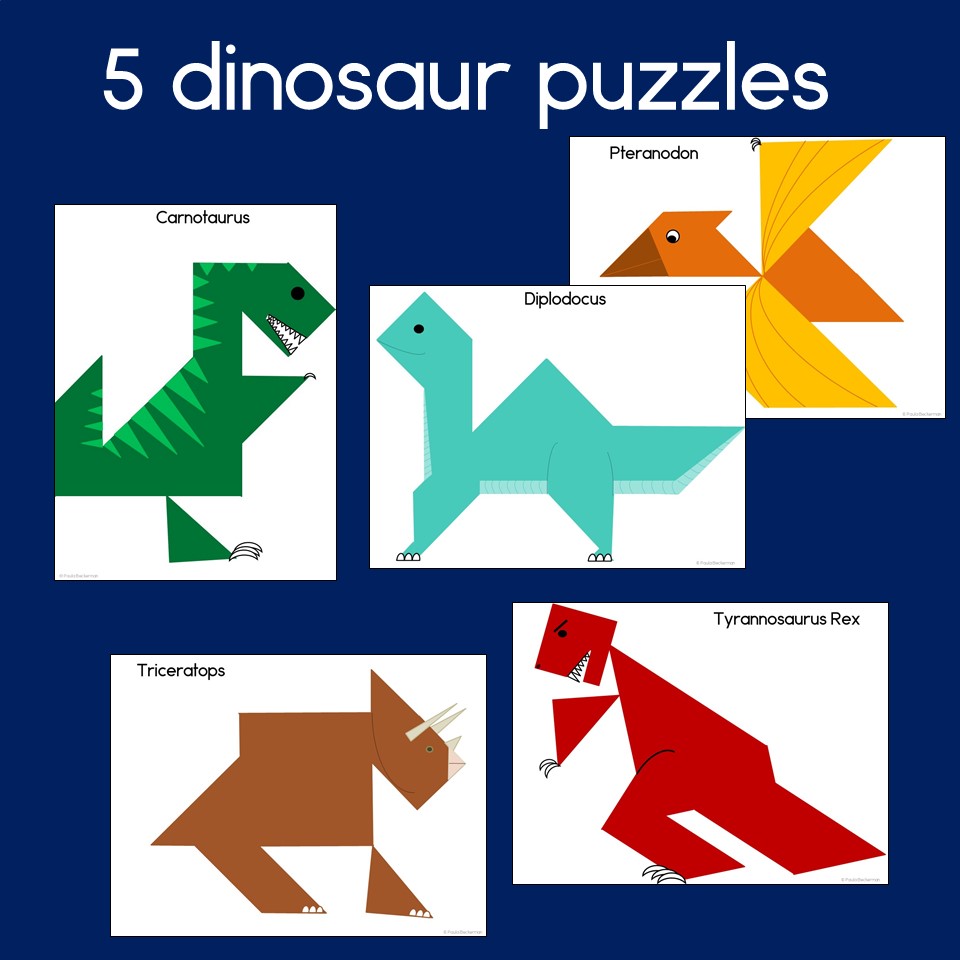Dinosaurs tangram puzzles printable d shapes math center tangrams made by teachers