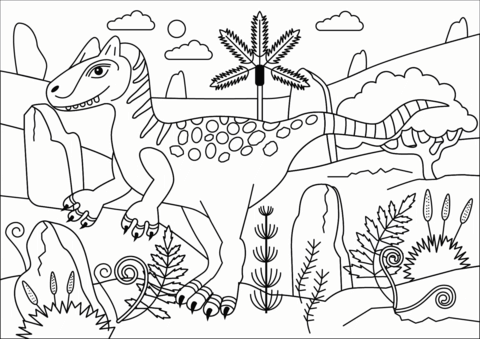 Allosaurus theropod dinosaur coloring page free printable coloring pages