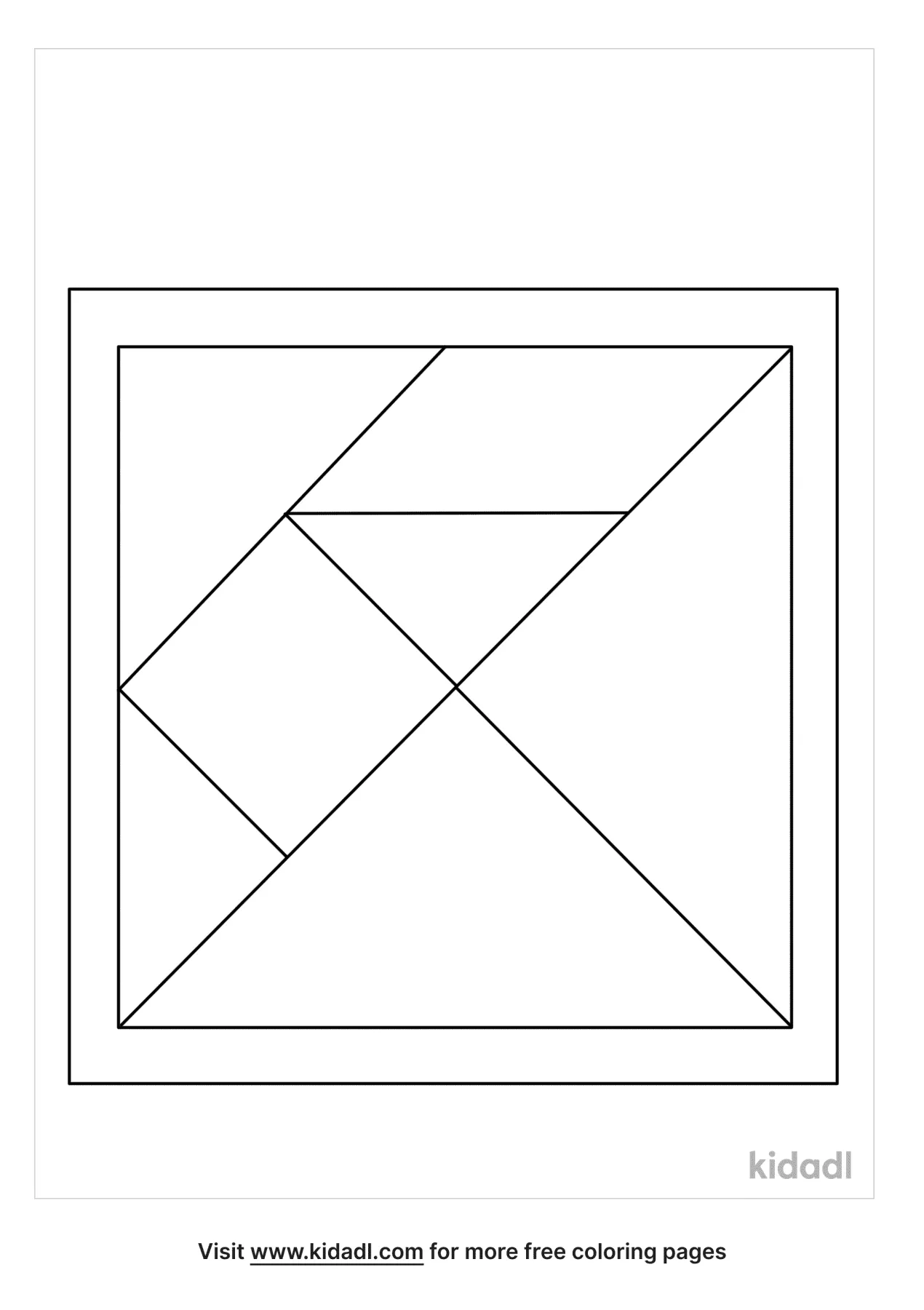 Free tangram triangle with pieces coloring page coloring page printables