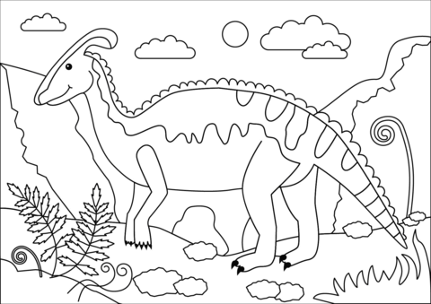 Parasaurolophus dinosaur coloring page free printable coloring pages