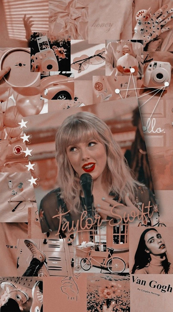 Taylor swift collage wallpaper ideas peach collage