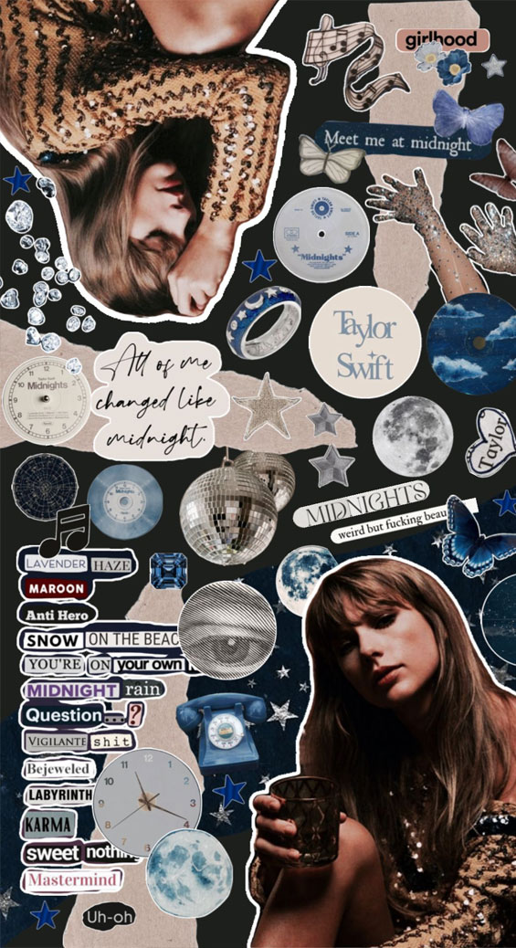 Taylor swift collage wallpaper ideas midnight blue collage