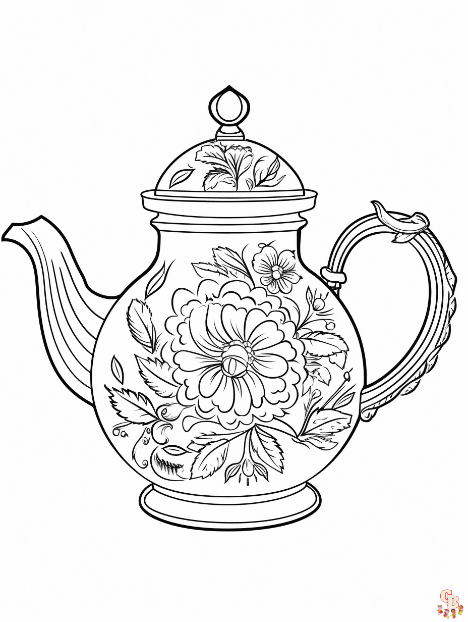 Printable teapot coloring pages free for kids and adults