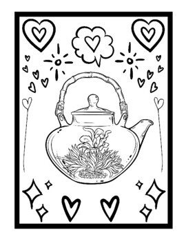 Tea time coloring pages traditional mug teapot printable coloring sheets pdf