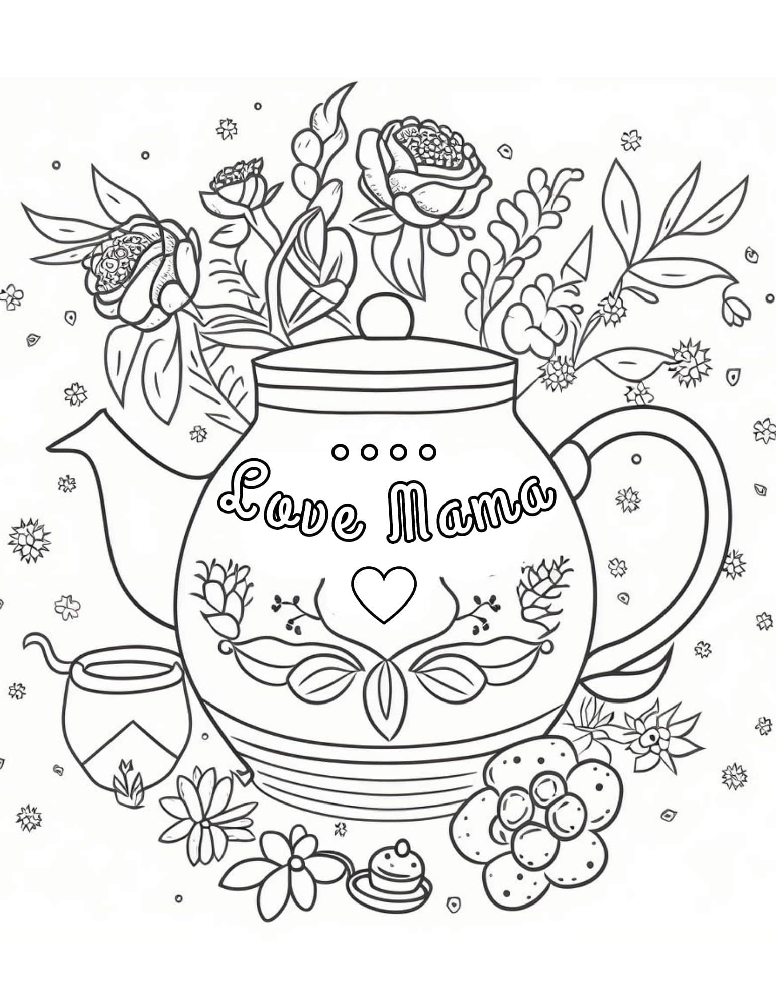 Hearty mothers day coloring pages