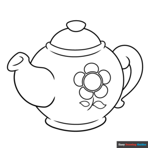 Easy tea pot coloring page easy drawing guides