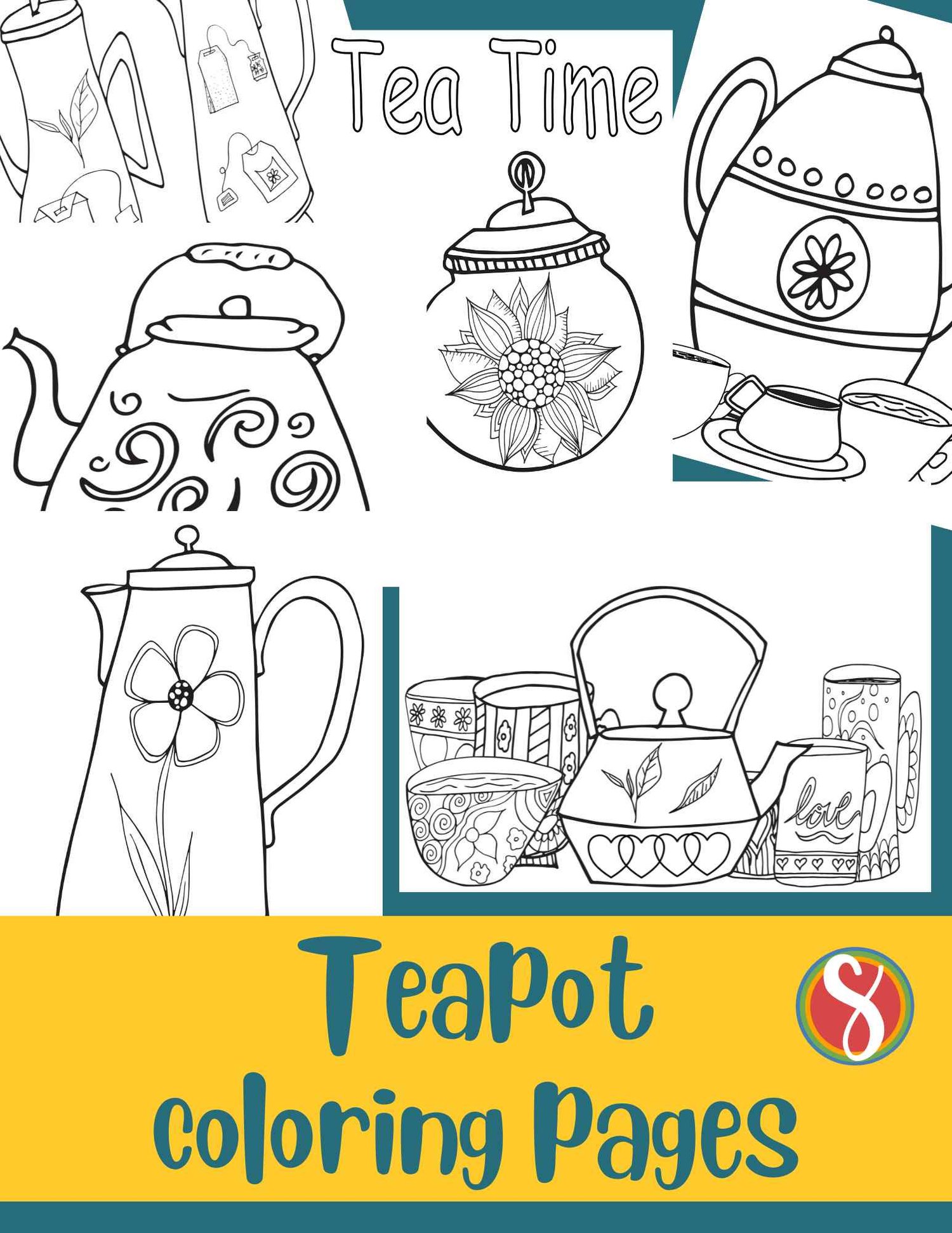 Free teapot coloring pages â stevie doodles