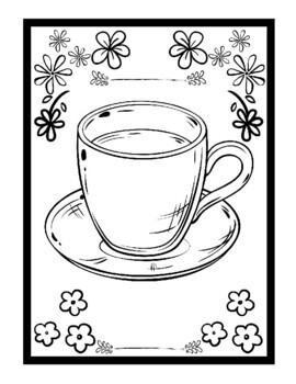 Tea time coloring pages traditional mug teapot printable coloring sheets pdf