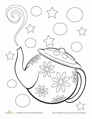 Teapot worksheet education spring coloring pages tea pots tea party theme