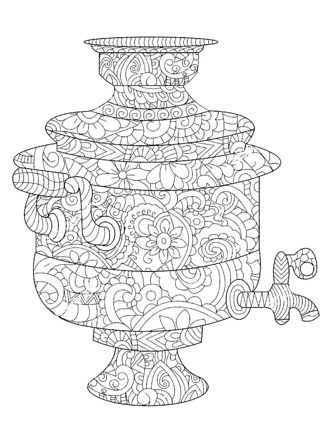 Teapot coloring pages for adults