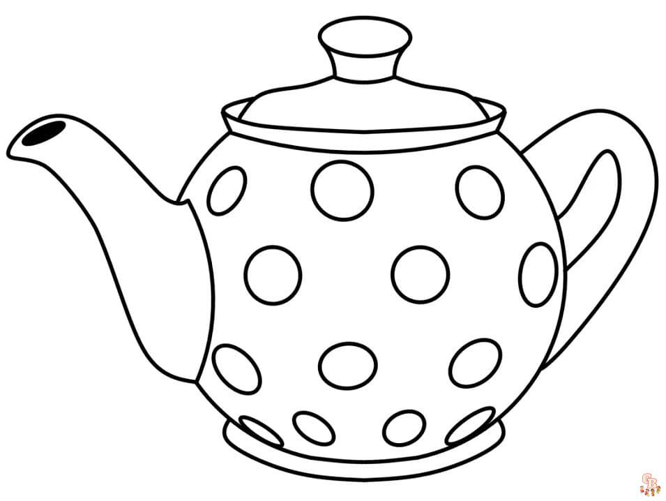 Enjoy coloring cute teapot coloring pages