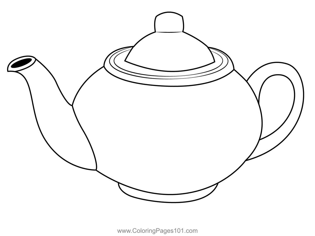 Simple teapot coloring page for kids