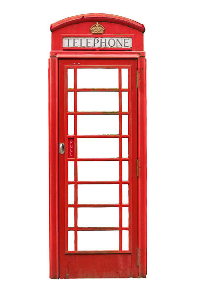 Isolated british telephone box stock photo