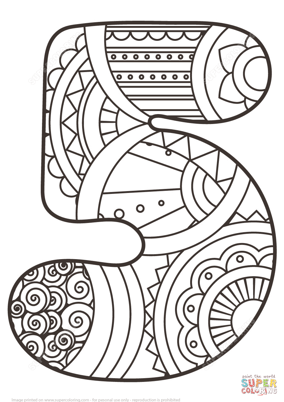 Number zentangle coloring page free printable coloring pages
