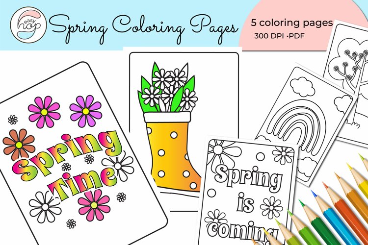 Spring time pattern coloring pages printable