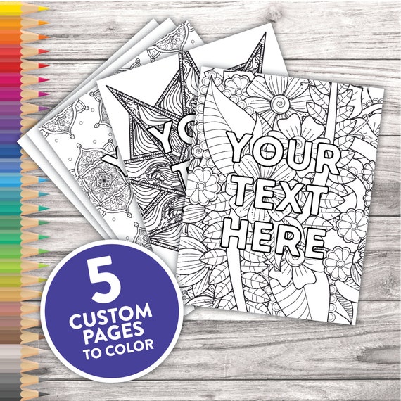 Custom text printable adult coloring pages customizable mandala zentangle coloring pages canva template