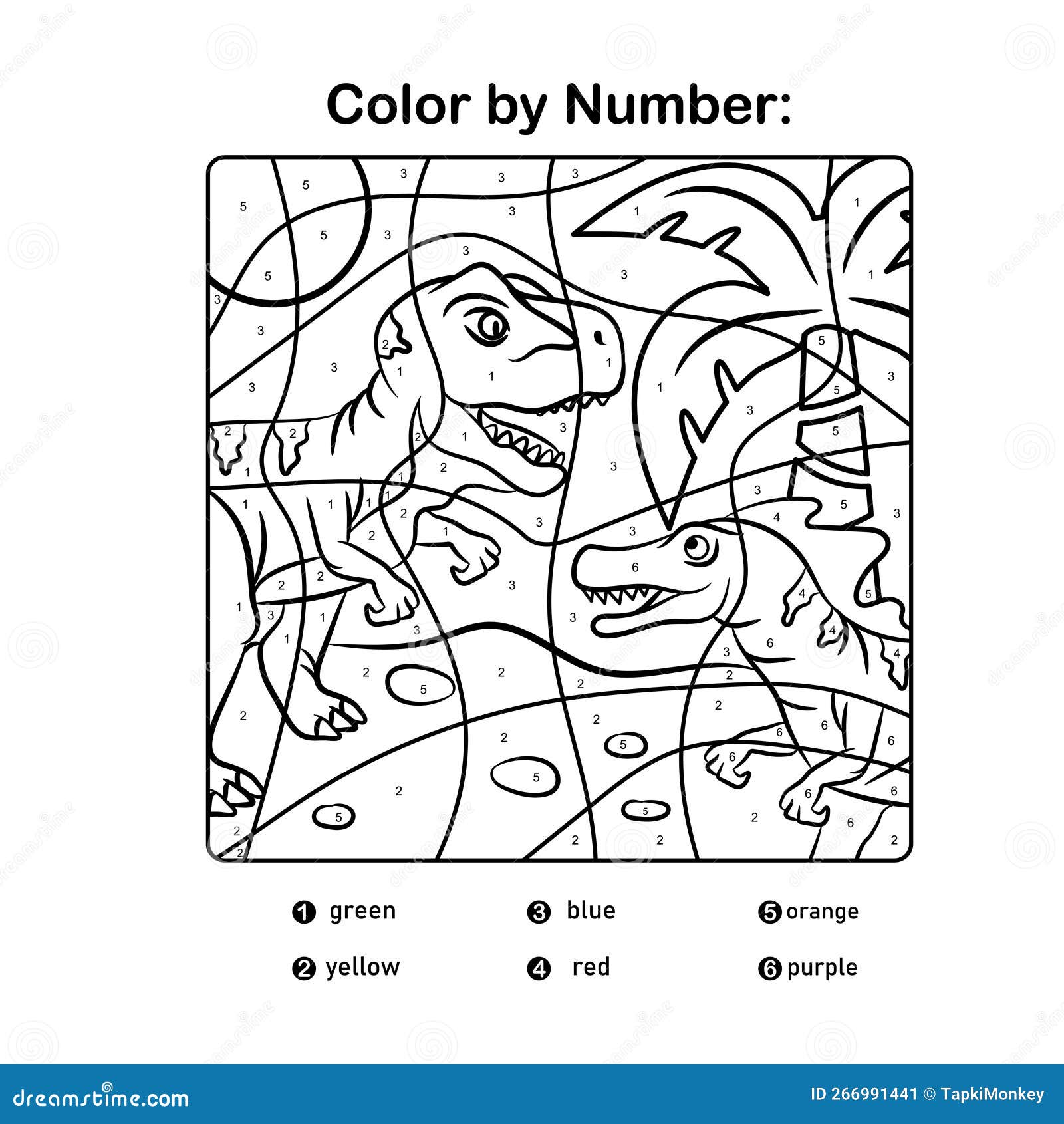 Dinosaur coloring page kids preschool activity coloring template stock vector