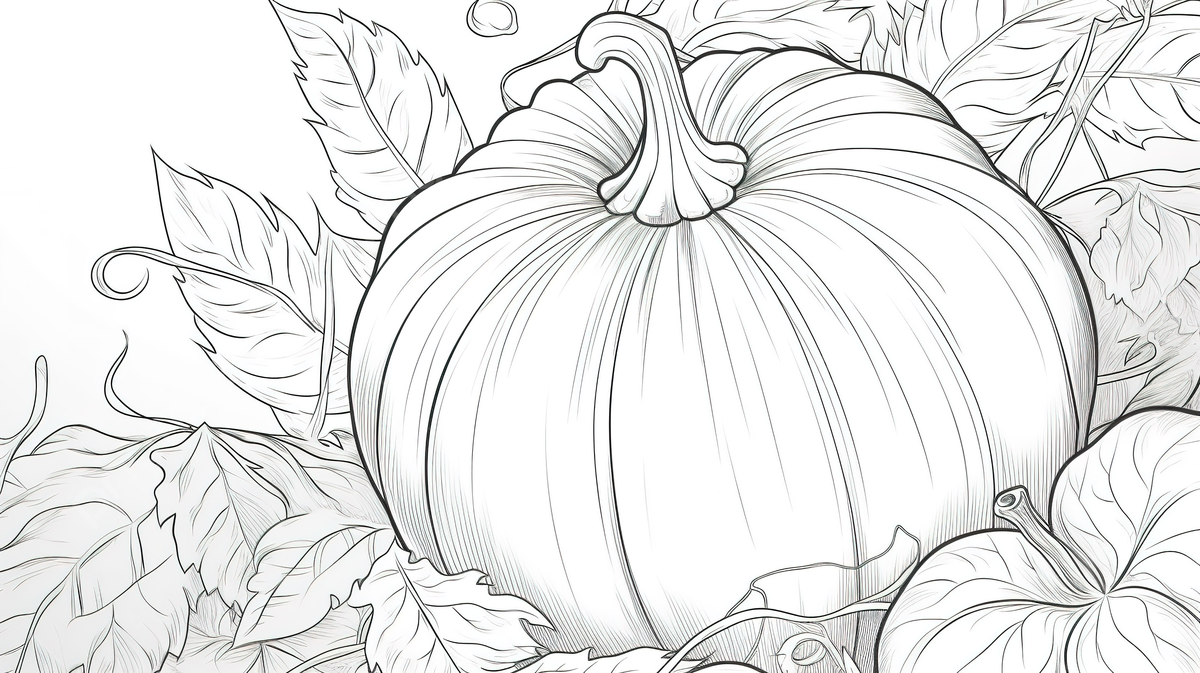 Pumpkin coloring page with leaves and leaves background pumpkin picture to color and print pumpkin halloween background image and wallpaper for free download