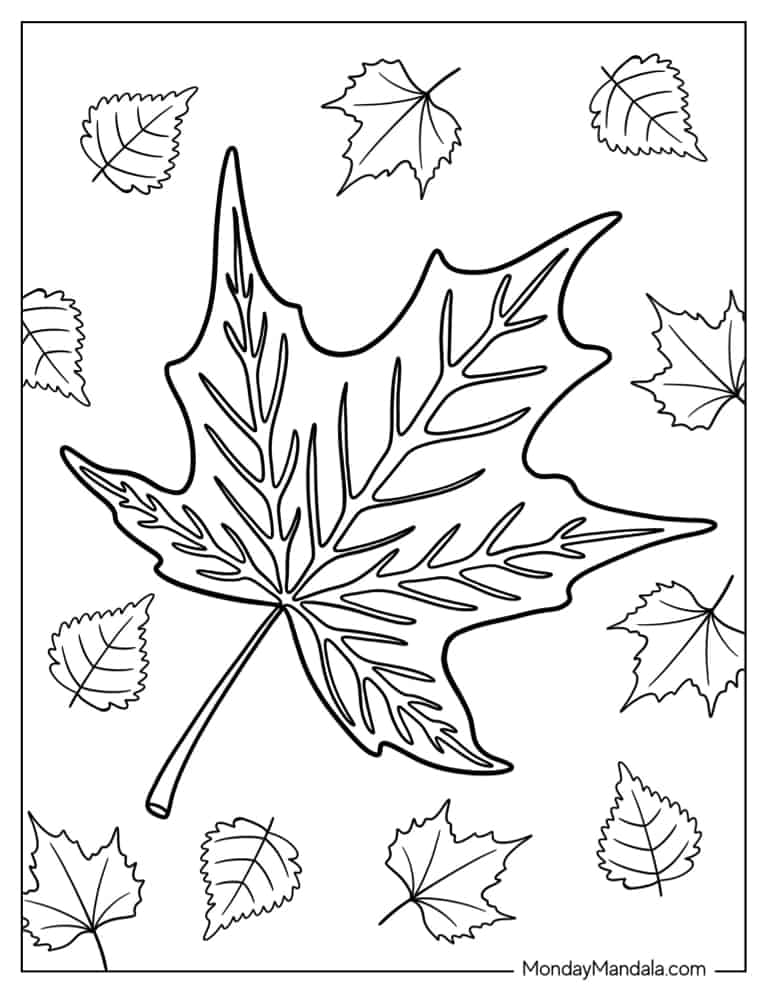 Fall leaves coloring pages free pdf printables