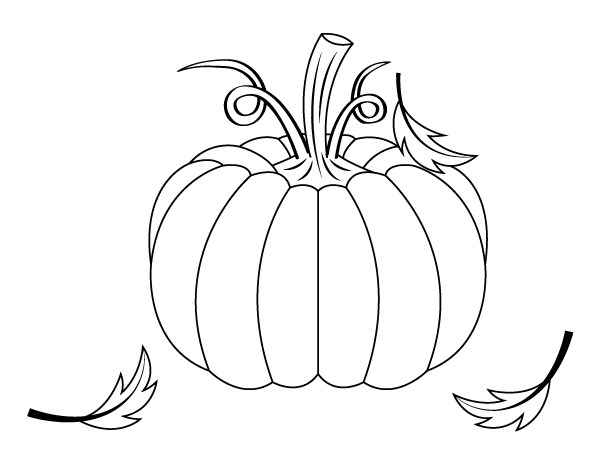 Printable pumpkin and leaves coloring page