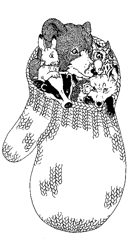 Animals of the mitten coloring page