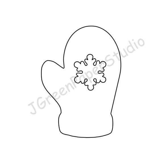 Digital download printable mitten with snowflake line art template christmas holiday winter coloring page stencil bulletin board diy craft download now