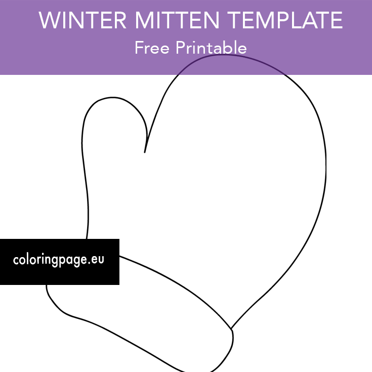 Winter mitten template free coloring page