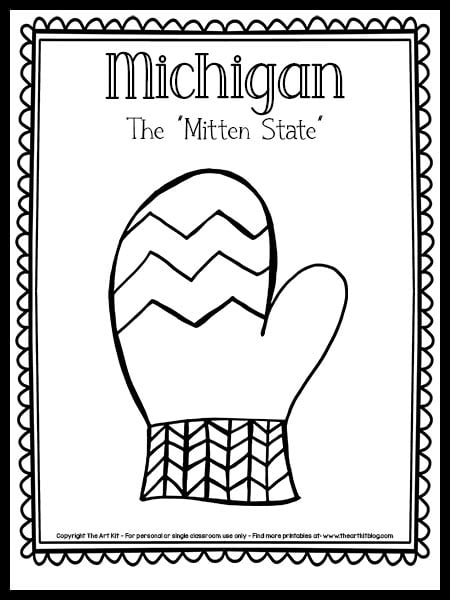 Michigan âthe mitten stateâ coloring page free printable â the art kit