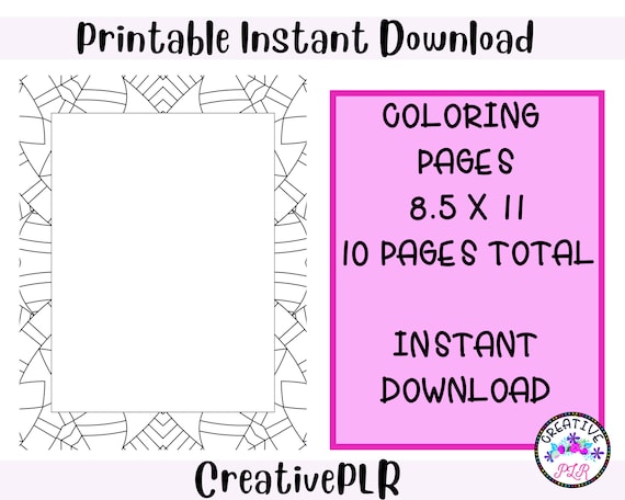 Rectangle frame coloring pages printable coloring pages instant download instant download