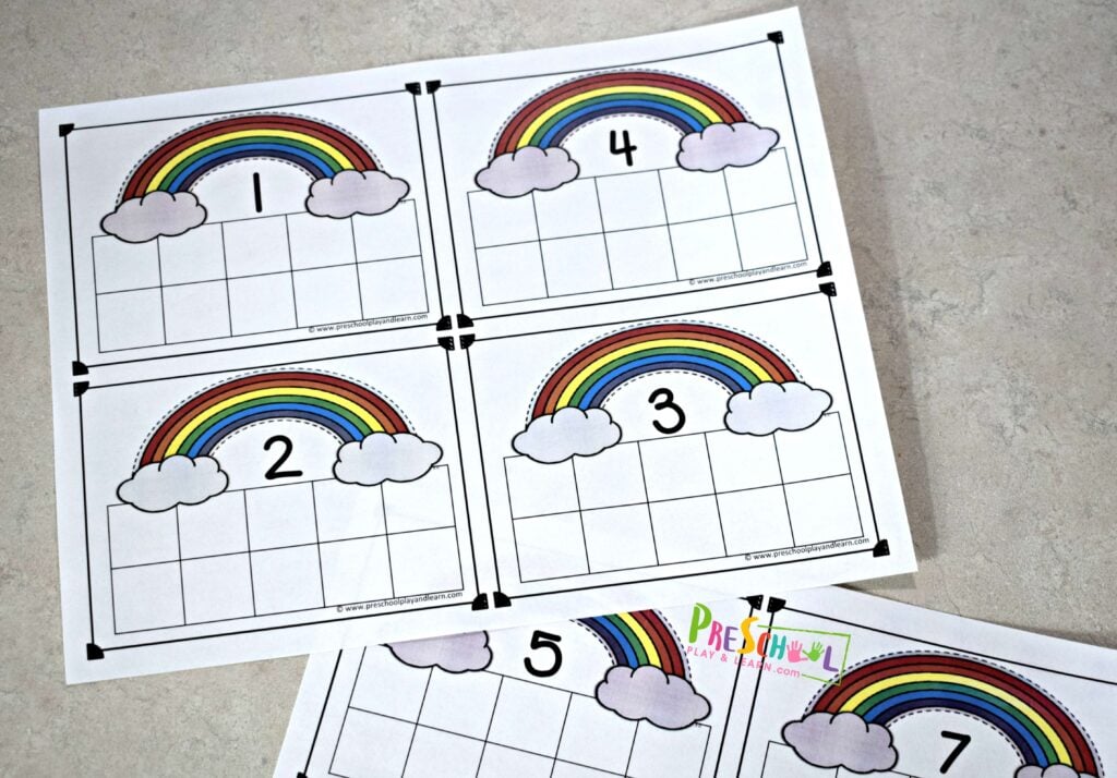 Ð free printable fruit loops preschool ten frame math activity