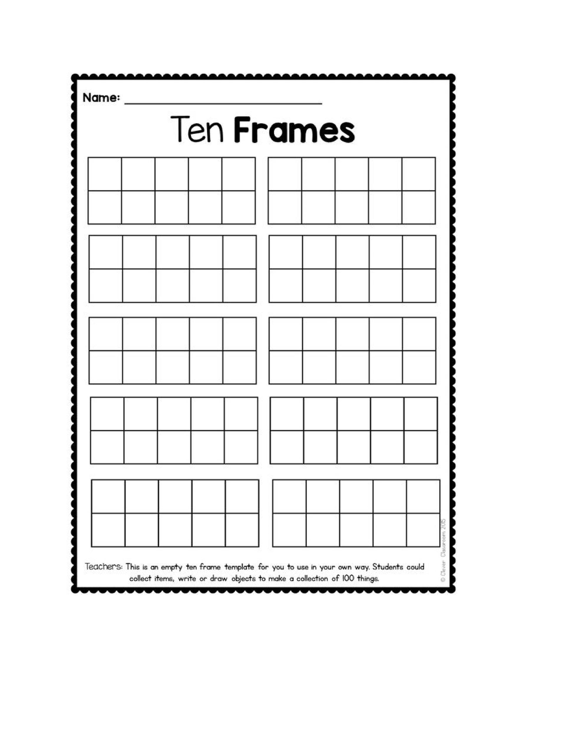 Printable ten frame templates free á