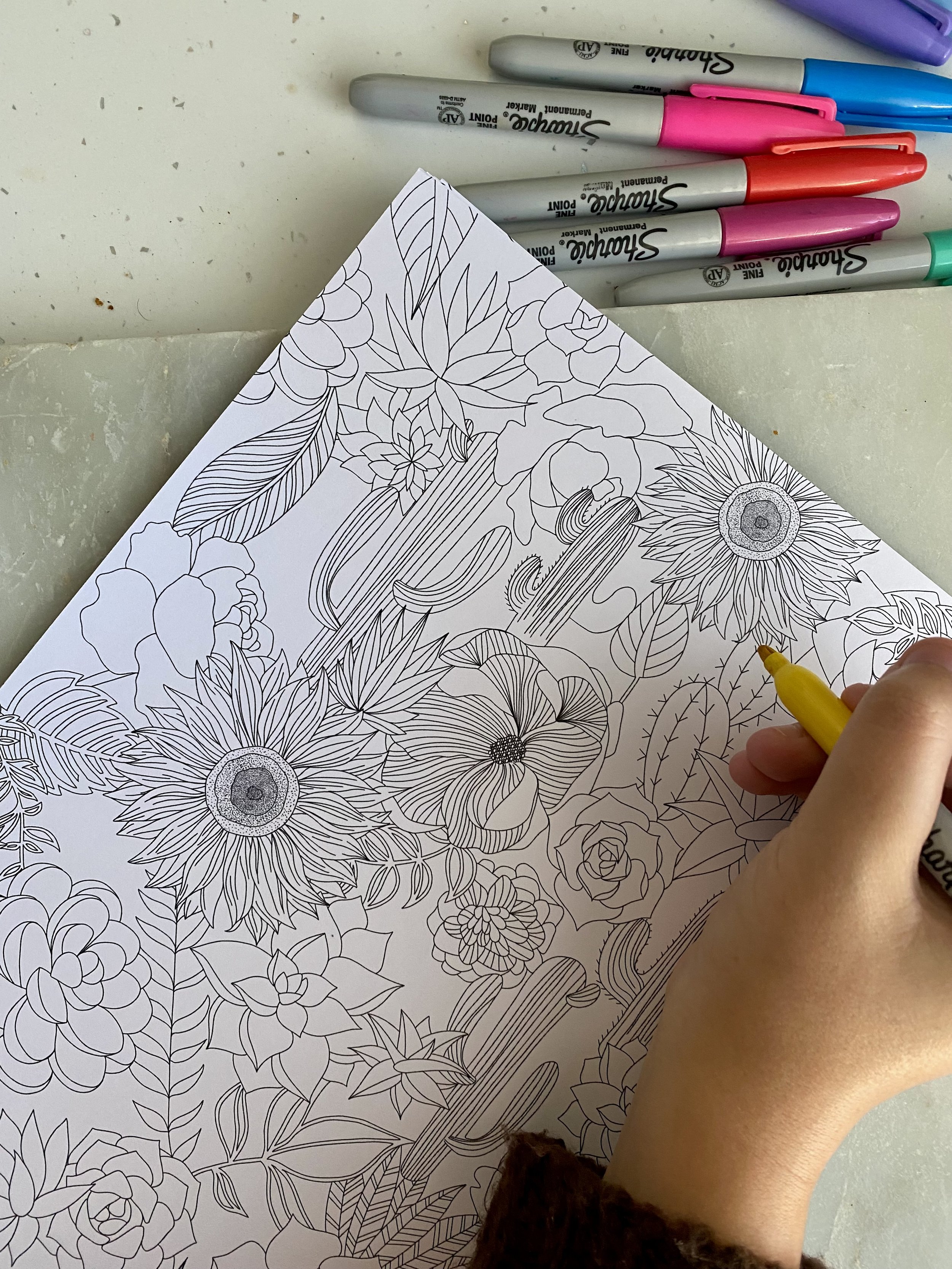 Colour your own print artwork colouring pages yellow â sisters design ltd