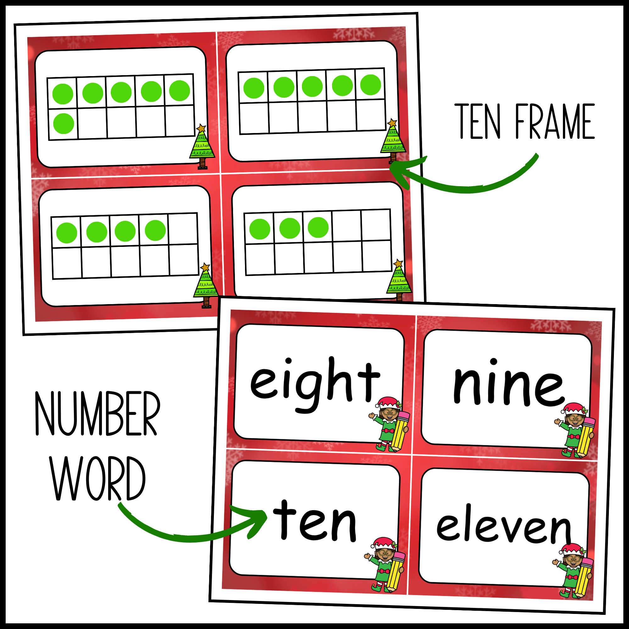 Christmas numbers flashcards numeral