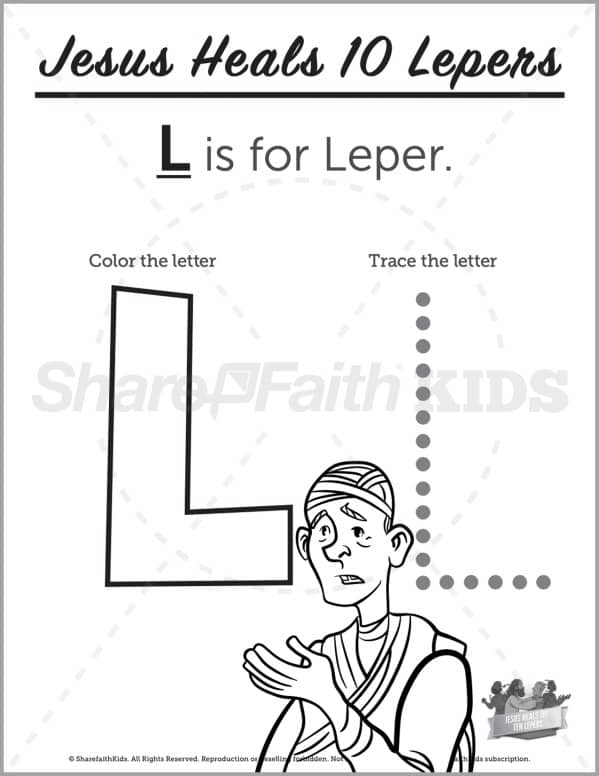 Luke jesus heals lepers preschool letter coloring â