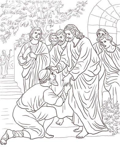 Jesus heals the leper coloring page free printable coloring pages