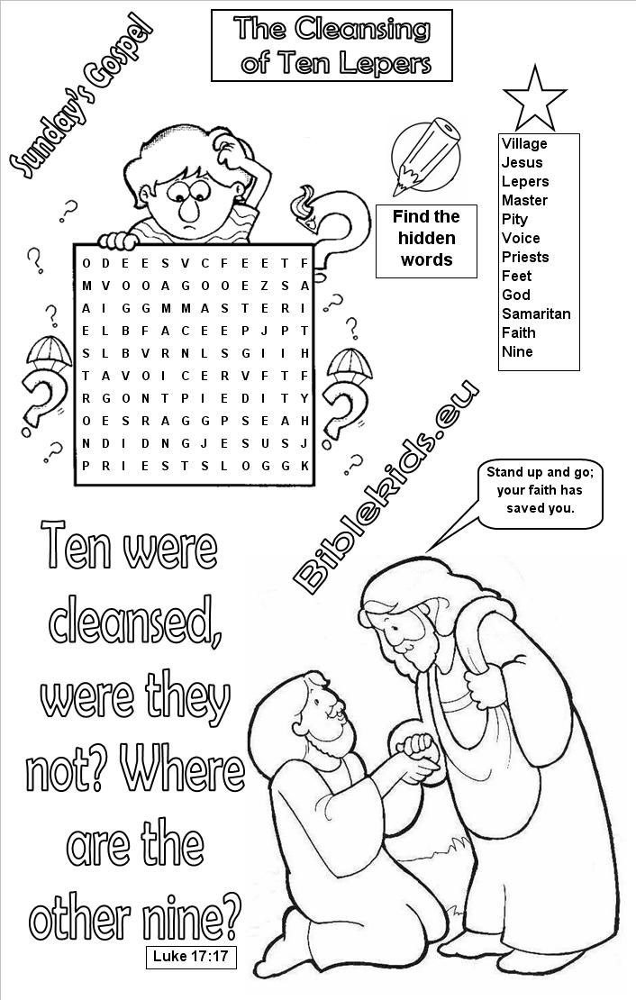 Cleansing of ten lepers word search puzzle