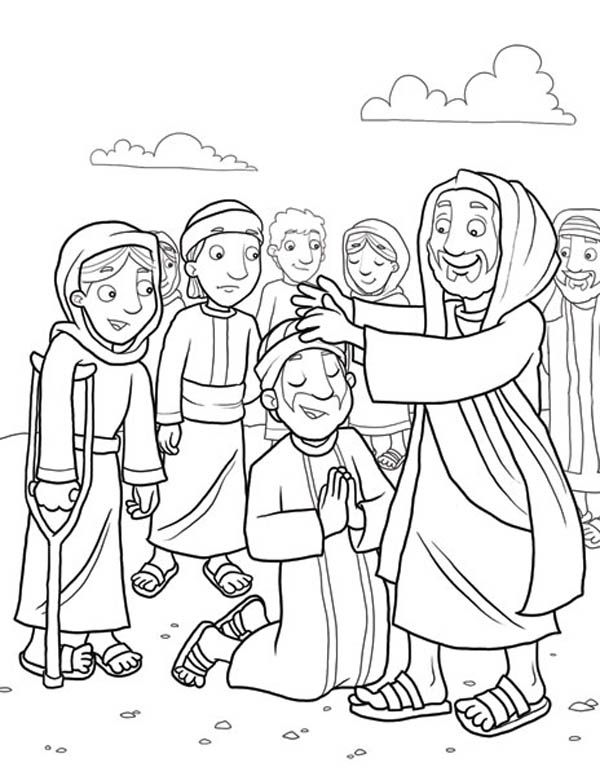 Heals the sick because miracles of jesus coloring page
