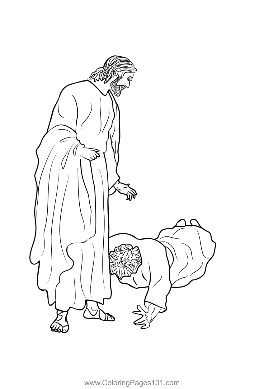The healing of the ten lepers coloring page for kids