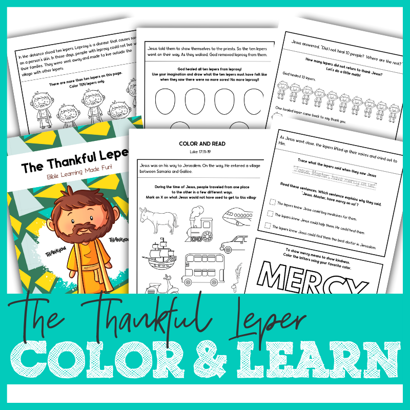 The thankful leper color and learn workbook