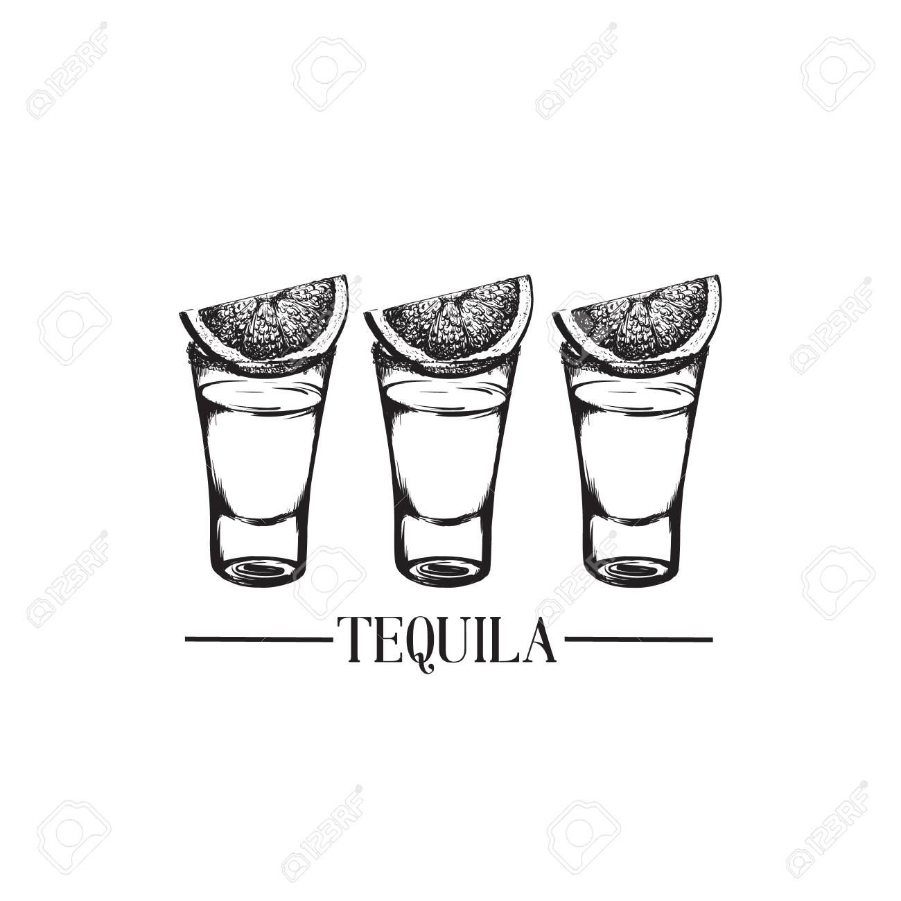 Vector illustration of tequila glasses made in hand drawn style vector template for business card banner poster and print bar menu design cocktail party icon royalty free svg cliparts vectors and stock