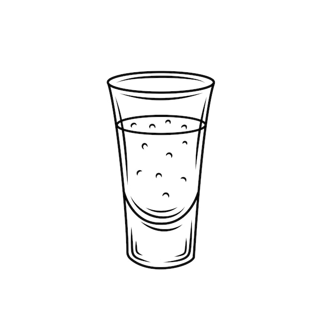 Premium vector tequila shot glass mexican alcohol drink vector drawing sketch of shot glass cocktail engraved illus