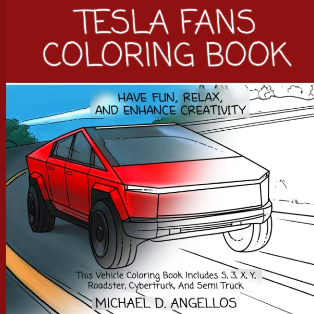Tesla fans coloring book have fun relax and enhance creativity â this vehicle coloring book includes s