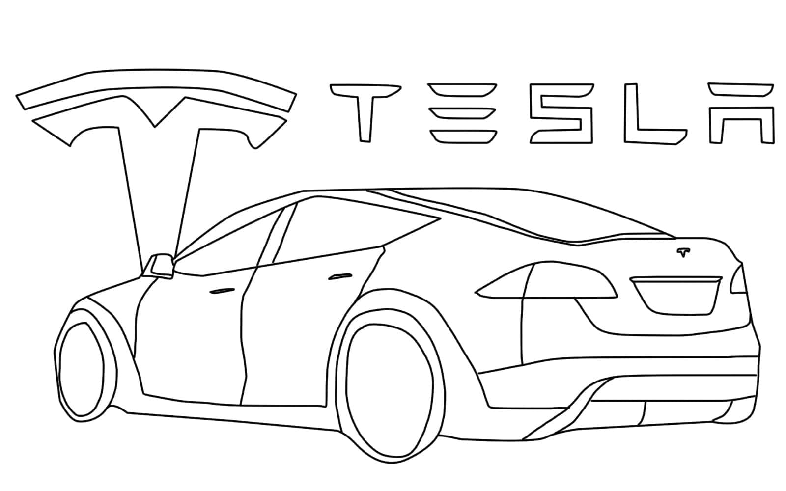 Tesla model x car coloring page
