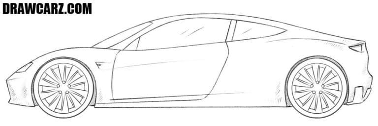 How to draw a tesla roadster drawcarz tesla roadster tesla roadsters