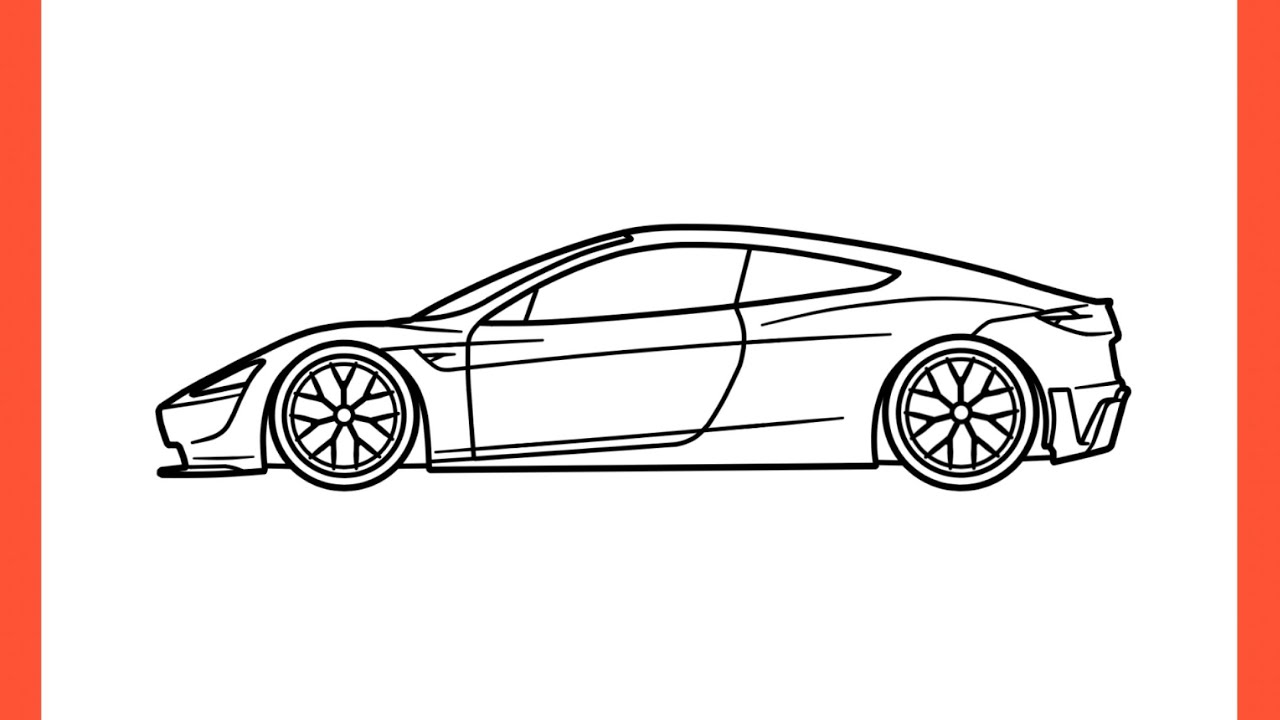 How to draw a tesla roadster step by step drawing tesla roadster sports car easy