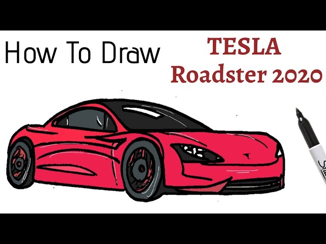 How to draw tesla roadster easy step