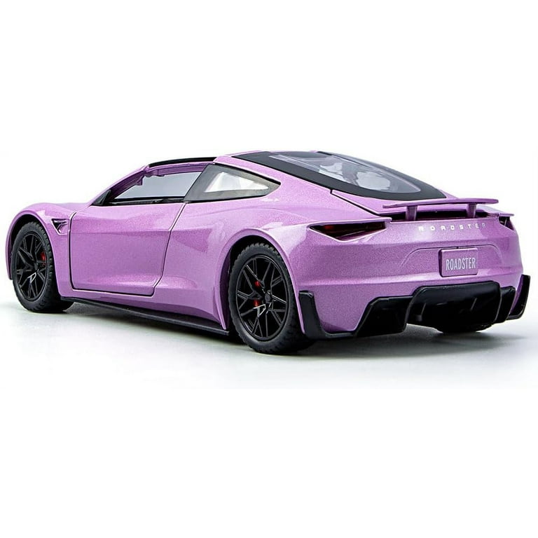 Scale tesla roadster alloy car model diecast toy vehicles for kids tesla car modelïpull back alloy car with lights and musicgifts for boys and girls pink